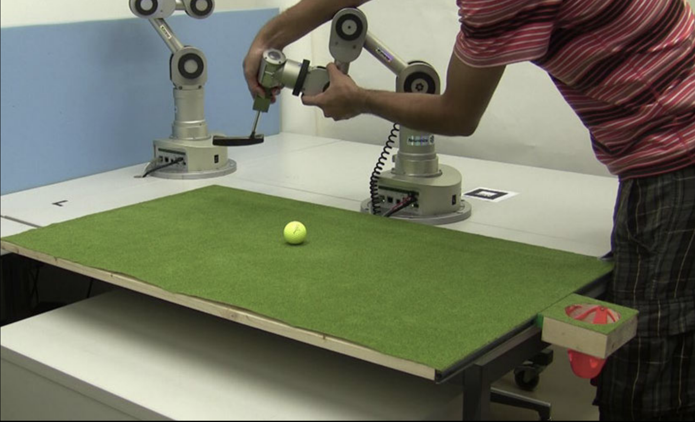 Kinesthetic Teaching of Robot Demonstrations with a Robot Arm Playing Minigolf