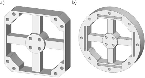 Cross-beam force/torque sensor structure with square and round base