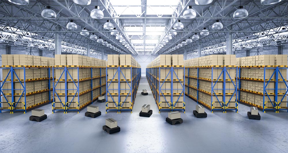Autonomous mobile robots in a warehouse