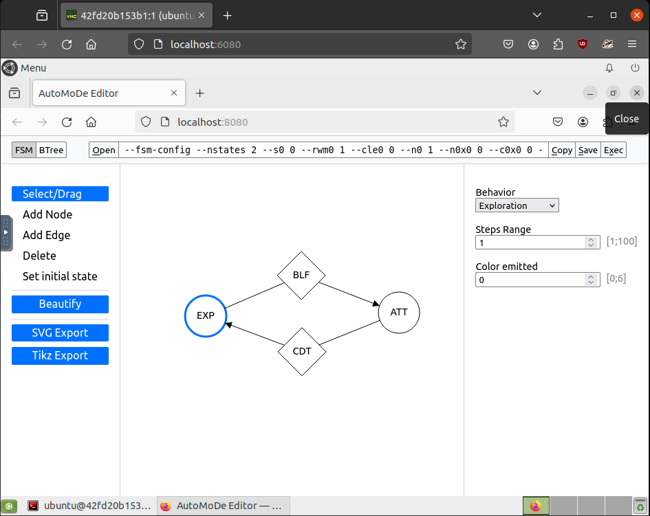 Interface to design the control software for the robots