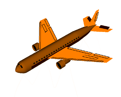 Illustration of pitch movement of aircraft using elevators.