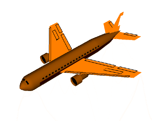 Illustration of yaw movement of an aircraft with rudder.